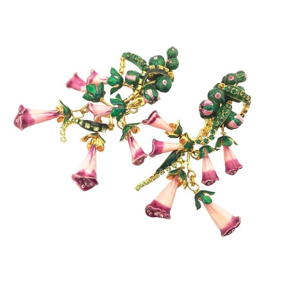 Lunch at the Ritz Couture Earrings Foxy Flowers Whimsical Jewelry - Picture 4 of 6